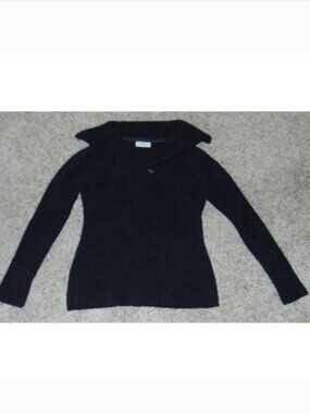 Sonoma Sweater Womens XL Black Button Neck Long Sleeve Collared